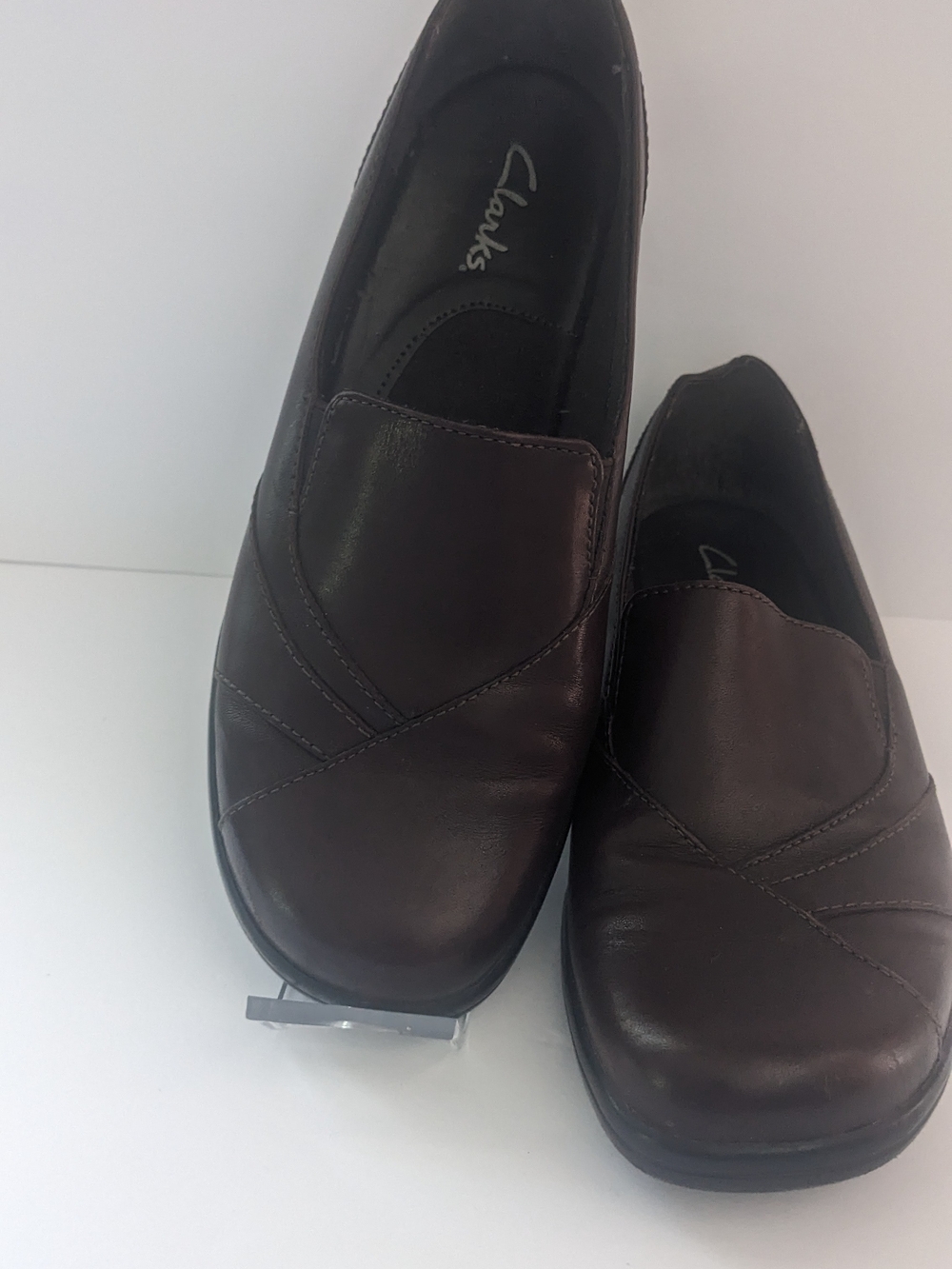 Clarks Ladies Brown Leather Slip-On Loafers 6